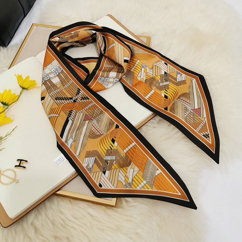 Women Fashion New Neck Scarves Accessories Long Narrow Silk Square Scarf Tie Bags Hair Ribbons