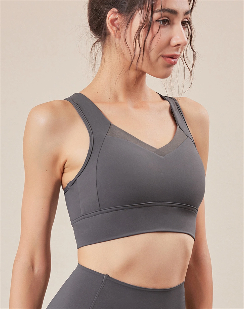 2022 Mesh Sports Vest Sexy Yoga Bra Gym Crop Tops Workout Stretchy Running Clothes