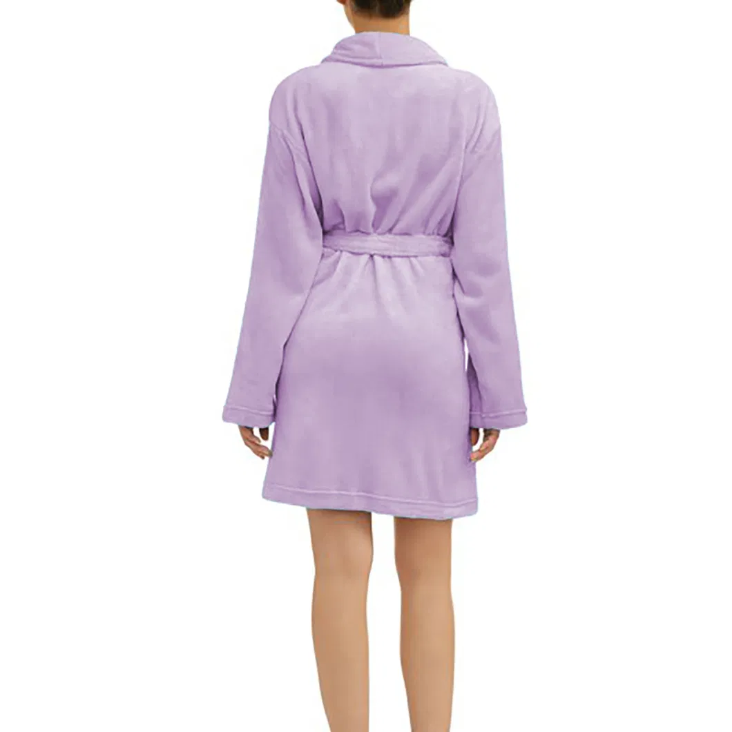 Durable Lavender Women Dressing Gown with Removable Sash