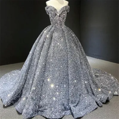 Robes de mariée de luxe Paillettes Robes de mariée pour femmes