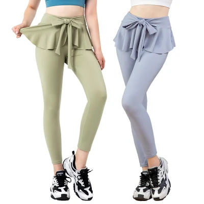 Service OEM Slim Fit taille haute pantalons de yoga à séchage rapide avec des jupes pour les femmes