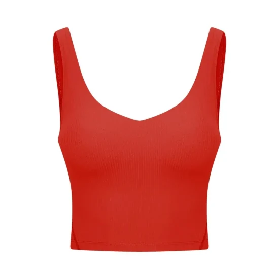 Vêtements en gros gilet court côtelé pour femmes débardeurs de yoga rembourrés amovibles sans manches Fitness entraînement sport course soutiens-gorge de sport