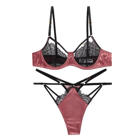 Ensemble de soutien-gorge sexy en dentelle noire, design tendance, lingerie pour dames