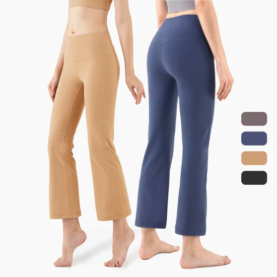 Automne femmes taille haute mince entraînement jambe large pantalons longs Yoga Leggings pantalons évasés