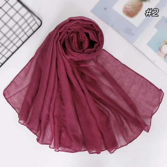 Vente chaude dégradé couleur lin mode femmes écharpe châle Bali fil personnalisé couleur unie Tr coton Polyester longue dame écharpe