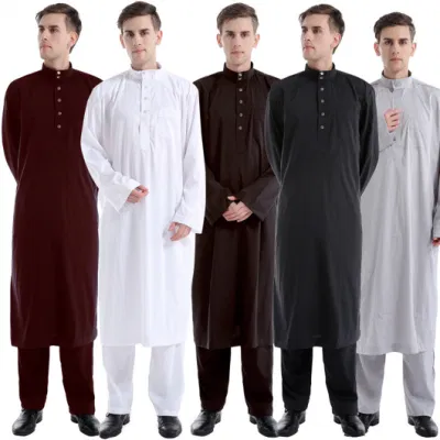 Manches longues hommes Thobe Style saoudien arabe hommes Robe arabe hommes vêtements musulmans Ramadan moyen-orient vêtements ethniques