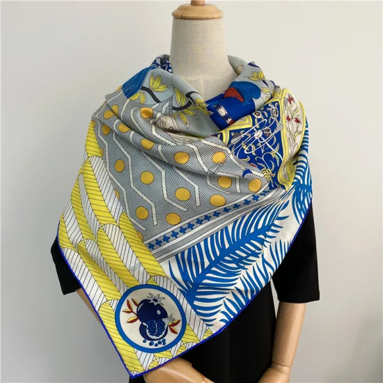 Foulard carré en soie 100 % naturel imprimé numérique personnalisé pour foulards pour dames